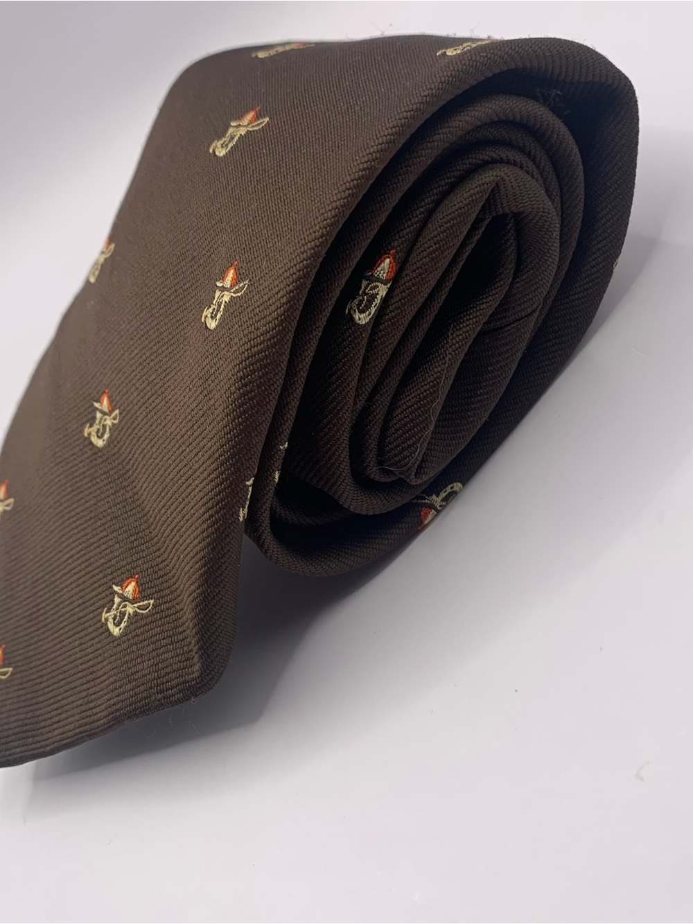 Men's Resileo Brown Embroidered Motif business formal interview Tie 0124